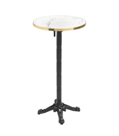 60 cm ronde hoge tafel kantelbaar wit/goud en zwart marmeren blad