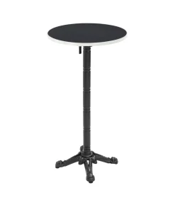 60 cm ronde hoge tafel kantelbaar zwart/zilver blad en zwarte voet