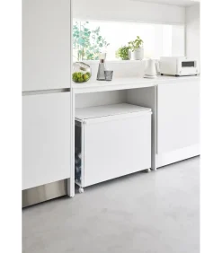 Afvalscheidingsprullenbak met wielen - 3 comp - Tower - Wit