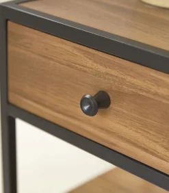 Agra - Nachtkastje in massief acacia en metaal