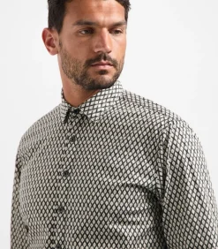 Allover geprint stretchhemd in wyberdessin