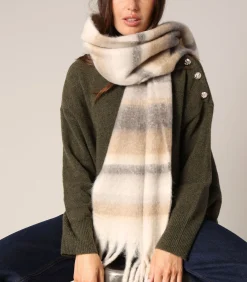 ALOVA - Zachte en pluizige geruite sjaal met gedraaide franjes