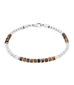 Armband voor mannen, roestvrij staal, tijgeroog