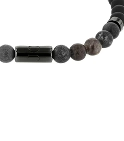 Armband voor mannen, roestvrij staal, agaat, lijnsteen