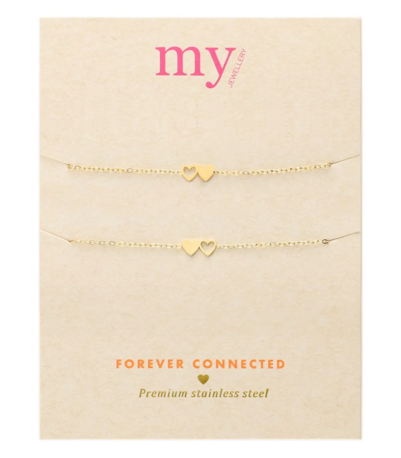 Armbanden set twee hartjes