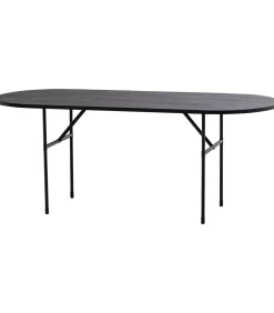 Arthur Eettafel Ovaal Met H-Poot - Eikenhout - Zwart - 75x220x90