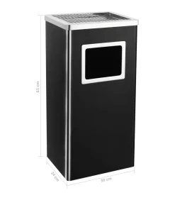 Asbak/prullenbak Hotel 45 L staal zwart