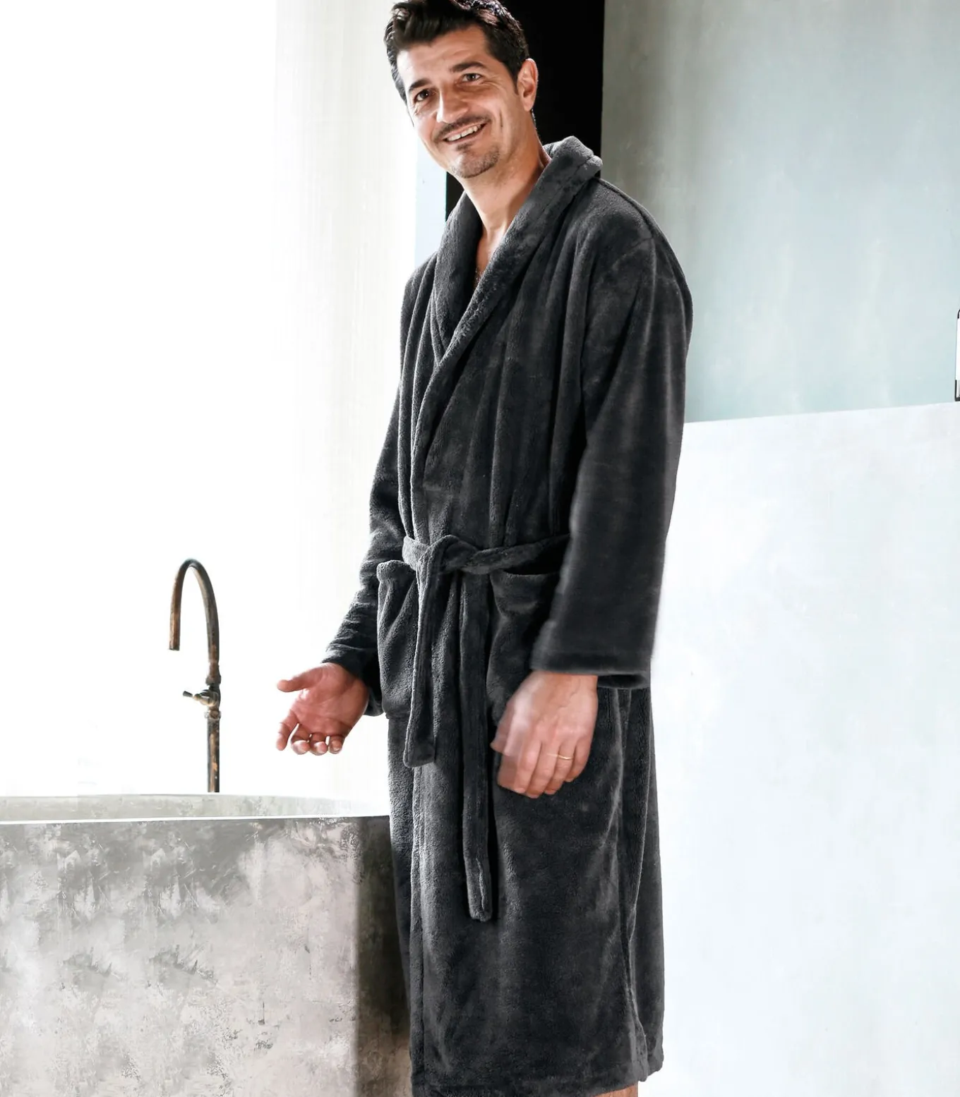ATHENA Anthracite - Badjas unisex microvezel