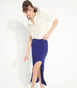 AVA 13 lange rok met split - 100% kasjmier