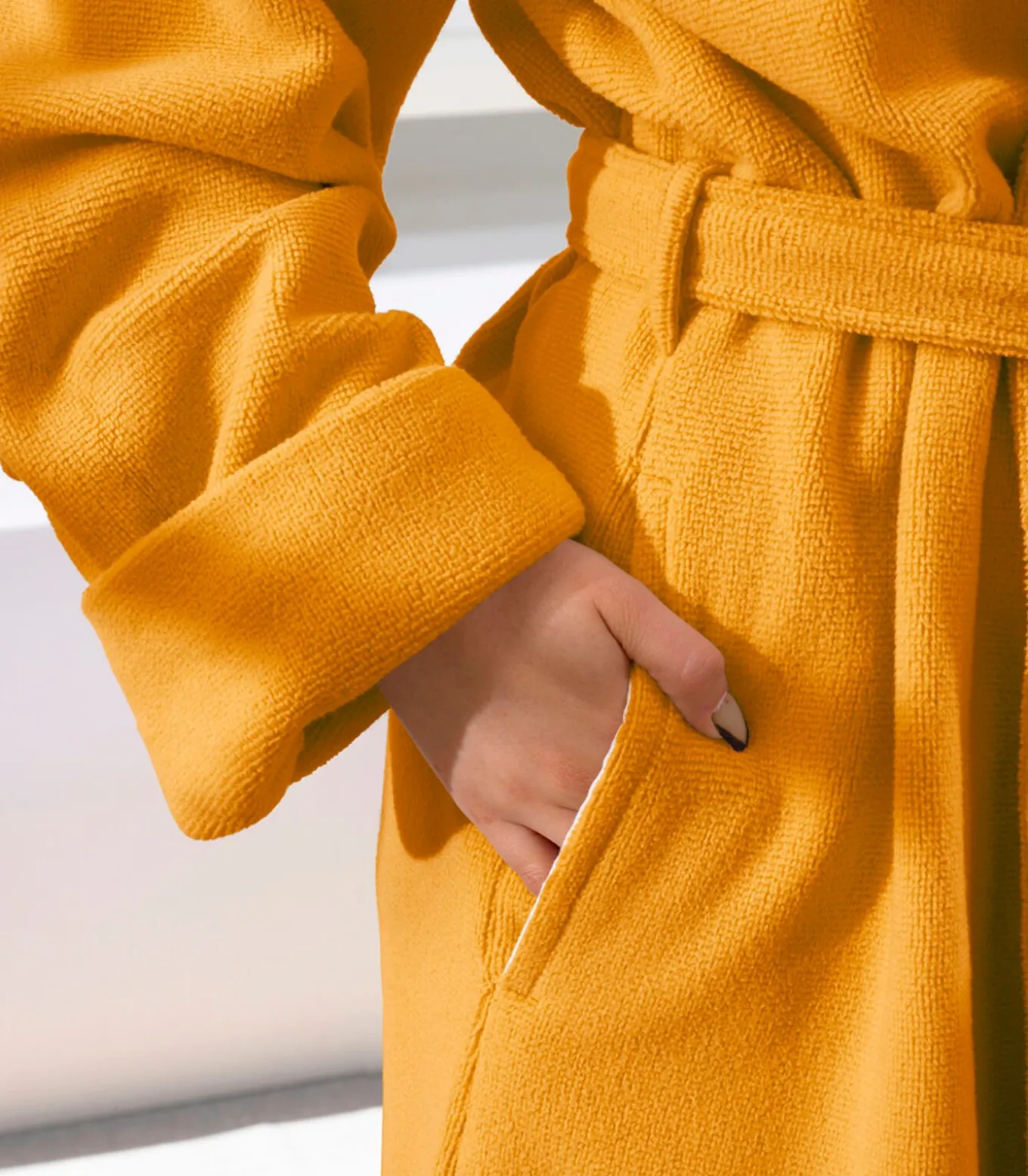 Badjas Reese, Sunshine geel - M - Unisex - Katoen/Polyester