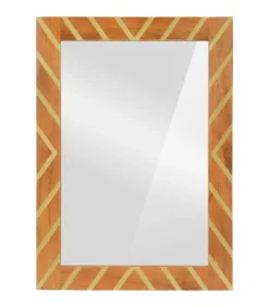 Badkamerspiegel 50x70x3 cm massief mangohout en glas bruin