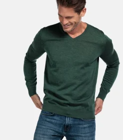 Baileys Merino Wol V-hals Trui – Donkergroen