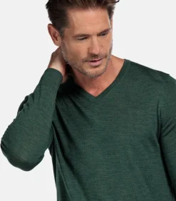 Baileys Merino Wol V-hals Trui – Donkergroen