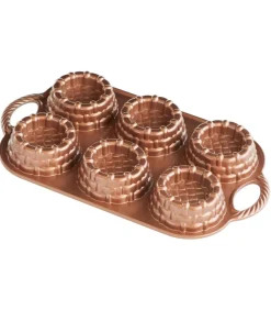 Bakvorm Shortcake Basket Bundt Koper - 6 stuks