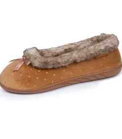 Ballerina damesslippers Camel Glossy