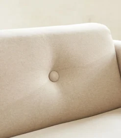 Bank in massief eiken en ecru stof, 2-zit