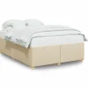 Bedframe zonder matras stof crèmekleurig 160x200 cm