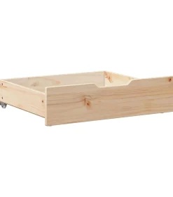 Bedlades 2 st met wieltjes 65x55x17 cm massief grenenhout