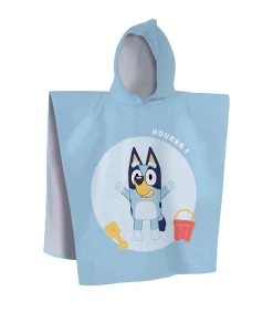 Bedrukte badcape van 100% katoen, BLUEY HOURRA