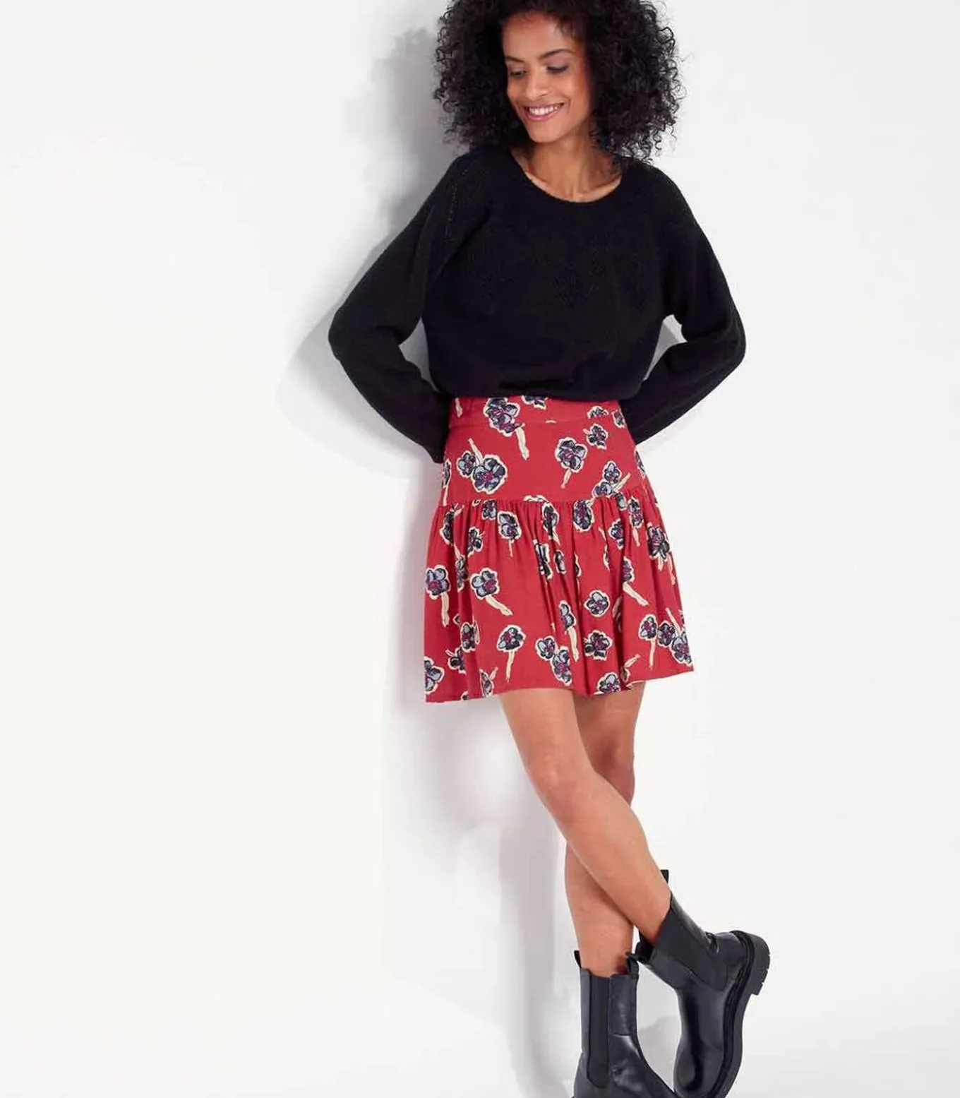 Bedrukte vloeibare korte rok PATNA