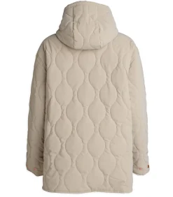 Beige jas met stijlvol donseffect