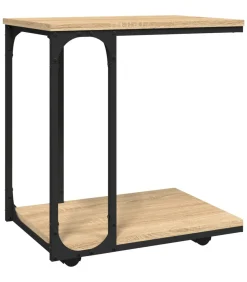 Bijzettafel met wieltjes 50x35x55,5 cm hout sonoma eikenkleurig