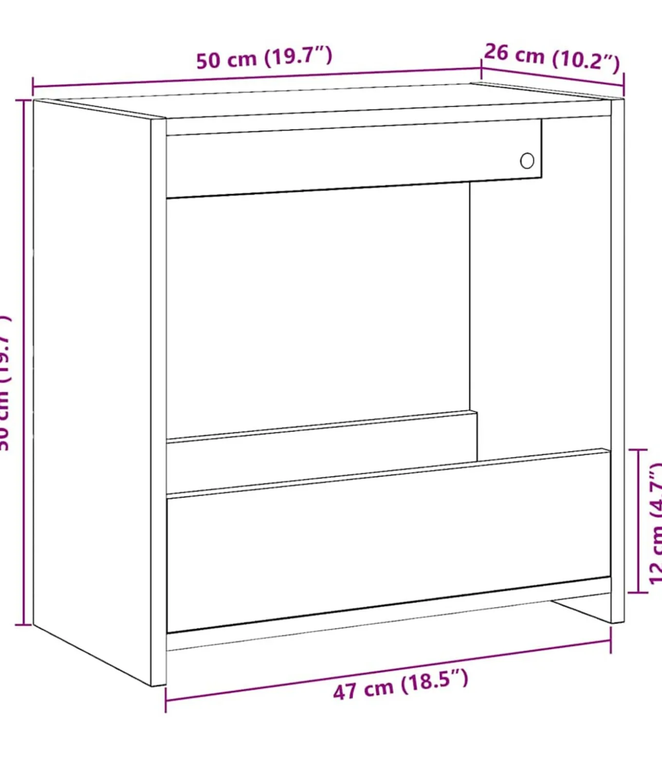 Bijzettafel 50x26x50 cm bewerkt hout artisanaal eikenkleurig