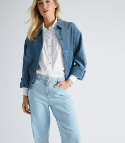 Blauw bloesjasje in velours