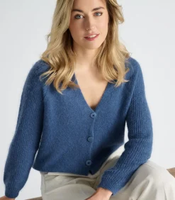 Blauwe cardigan met knoopsluiting