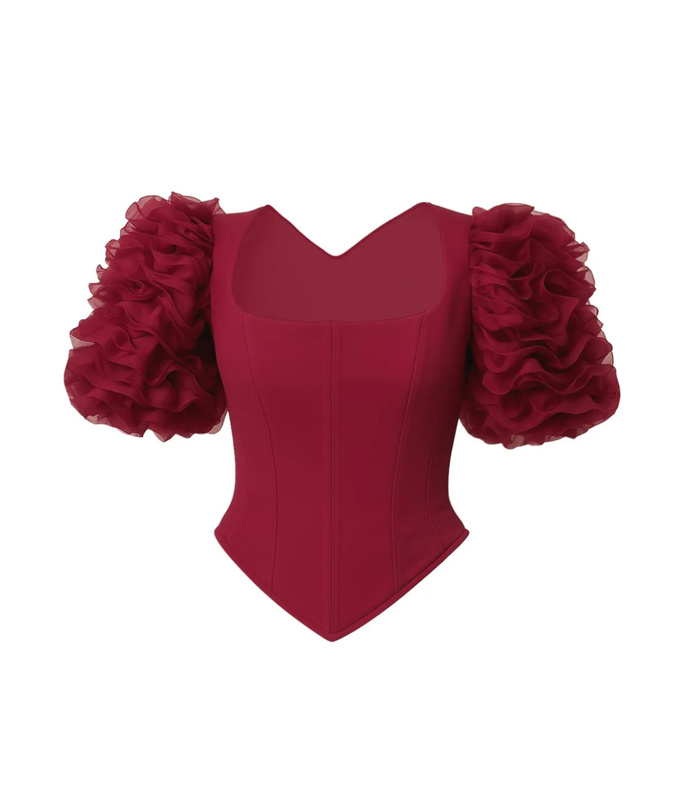 Blouse Met Korte Mouwen “3D Textured Sleeve Scuba Corset Top”