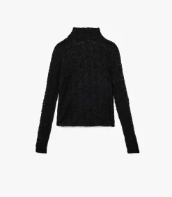 Bordeaux Blouse Lange Mouwen Dikke Kraag Kant