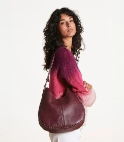 Bordeaux hobo tas van gegranuleerd leer