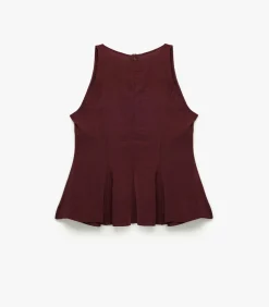 Bordeaux Mouwloze Peplum Blouse