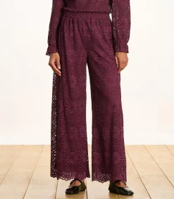 Bordeaux rechte broek van kant