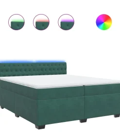 Boxspring met matras fluweel donkergroen 200x200 cm