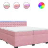 Boxspring met matras fluweel roze 200x200 cm