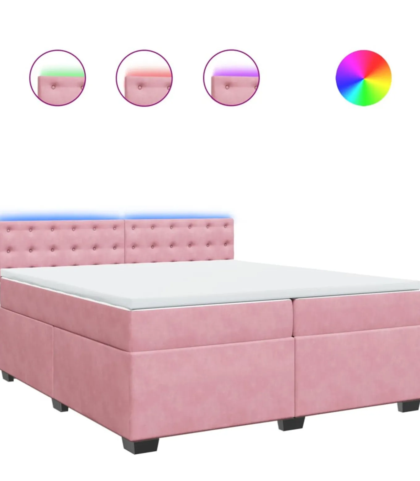 Boxspring met matras fluweel roze 200x200 cm