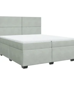 Boxspring met matras fluweel lichtgrijs 200x200 cm