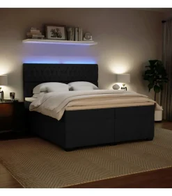 Boxspring met matras fluweel zwart 200x200 cm