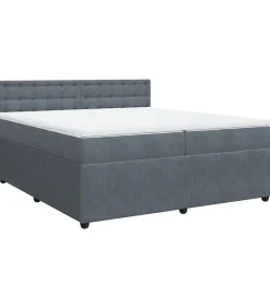 Boxspring met matras fluweel donkergrijs 200x200 cm