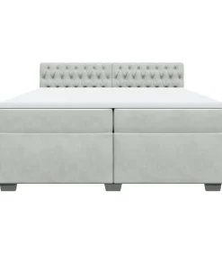 Boxspring met matras fluweel lichtgrijs 200x200 cm