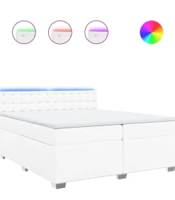 Boxspring met matras kunstleer wit 200x200 cm