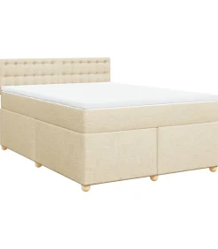 Boxspring met matras stof crèmekleurig 160x200 cm
