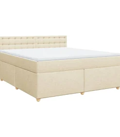 Boxspring met matras stof crèmekleurig 180x200 cm