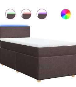 Boxspring met matras stof donkerbruin 90x200 cm