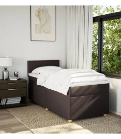 Boxspring met matras stof donkerbruin 90x200 cm