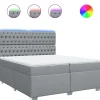 Boxspring met matras stof lichtgrijs 200x200 cm