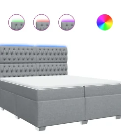 Boxspring met matras stof lichtgrijs 200x200 cm