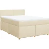 Boxspring met matras stof crèmekleurig 160x200 cm