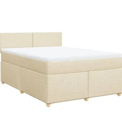 Boxspring met matras stof crèmekleurig 160x200 cm